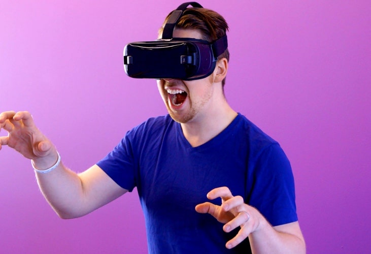 Someone using a VR headset